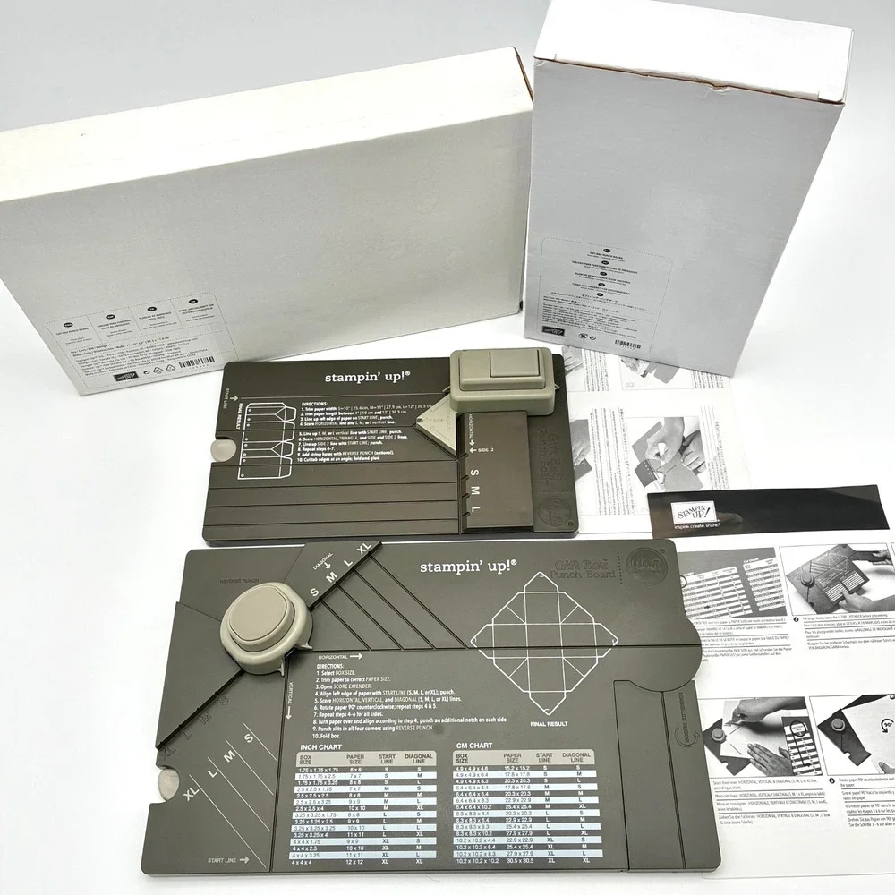 Stampin Up Gift Box and Bag Punch Board Set of 2 Paper Craft Scoring Tool